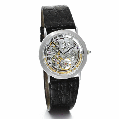 VACHERON CONSTANTIN - AN 18K WHITE GOLD SKELETONISED WRISTWATCH CIRCA 2000