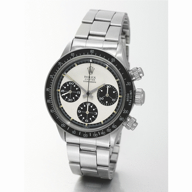 ROLEX - A RARE STAINLESS STEEL CHRONOGRAPH WRISTWATCH WITH REGISTERS AND BRACELET CIRCA 1969 REF 6265/6262 OYSTER COSMOGRAPH 'PAUL NEWMAN