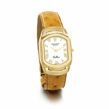 ROLEX - AN 18K YELLOW GOLD TONNEAU WRISTWATCH CIRCA 2000 REF 6633 CELLINI