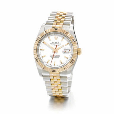 ROLEX - A STAINLESS STEEL AND 18K PINK GOLD AUTOMATIC CENTRE SECONDS WRISTWATCH WITH DATE AND BRACELET CIRCA 2000 REF 116261 DATEJUST TURN-O-GRAPH