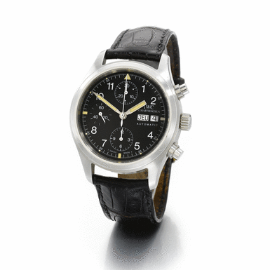 INTERNATIONAL WATCH CO - A STAINLESS STEEL AUTOMATIC CHRONOGRAPH WRISTWATCH WITH DAY, DATE AND REGISTERS CIRCA 1996 DER FLIEGERCHRONOGRAPH