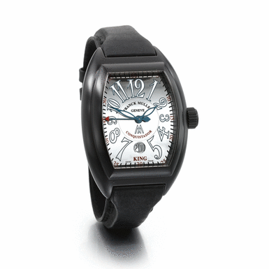 FRANCK MULLER - A LIMITED EDITION OVERSIZED BLACKENED STEEL TONNEAU AUTOMATIC CENTRE SECONDS WRISTWATCH WITH DATE CIRCA 2000 MARCUS KING CONQUISTADOR REF 8005 SC NO 16/50