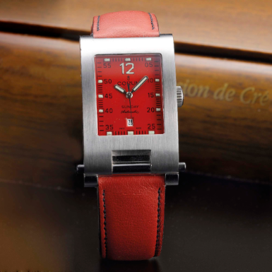 CORUM - A STAINLESS STEEL RECTANGULAR AUTOMATIC SWEEP SECONDS WRISTWATCH WITH DATE CIRCA 1998 TABOGAN