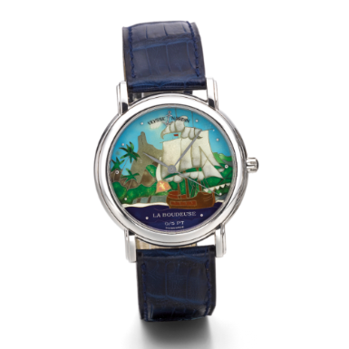 ULYSSE NARDIN - A LIMITED EDITION PLATINUM AUTOMATIC SWEEP SECONDS WRISTWATCH WITH CLOISONN