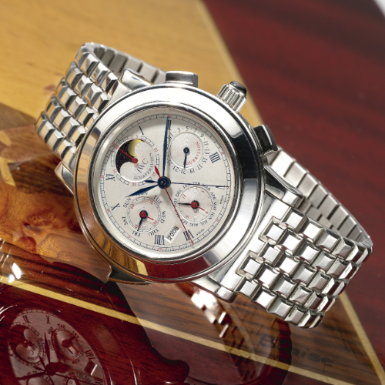 Property of the Original Owner - IWC - A VERY FINE AND RARE HEAVY PLATINUM MINUTE REPEATING PERPETUAL CALENDAR SPLIT SECONDS CHRONOGRAPH TOURBILLON WRISTWATCH WITH MOON-PHASES AND REGISTERS CIRCA 1993 IL DESTRIERO SCAFUSIA NO 105/125