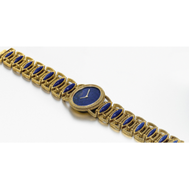 PATEK PHILIPPE - A LADY'S UNUSUAL 18K YELLOW GOLD AND LAPIS LAZULI BRACELET WATCH 1976 REF 4290/1 MVT 1274068 CASE 2756997