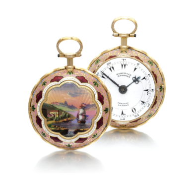 MARKWICK MARKHAM PERIGAL - A YELLOW GOLD AND ENAMEL PAIR CASED VERGE WATCH MADE FOR THE TURKISH MARKET CIRCA 1760