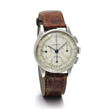 LECOULTRE - RETAILED BY CARTIER: A STAINLESS STEEL CHRONOGRAPH WRISTWATCH WITH REGISTERS AND TACHOMETER