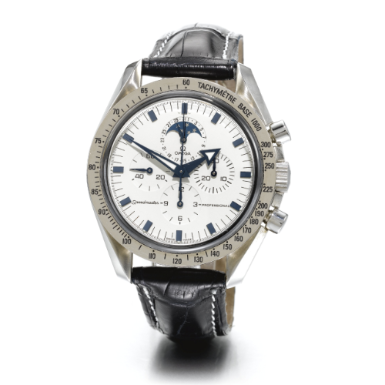 OMEGA - A STAINLESS STEEL CHRONOGRAPH WRISTWATCH WITH REGISTERS, MOON-PHASES AND DATE CIRCA 2000 SPEEDMASTER PROFESSIONAL BROAD ARROW