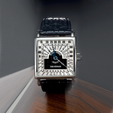ROGER DUBUIS - A LIMITED EDITION WHITE GOLD SQUARE AUTOMATIC WRISTWATCH WITH TRI-RETROGRADE HANDS AND MOTHER-OF-PEARL DIAL CIRCA 2001 GOLDEN SQUARE NO 10/28