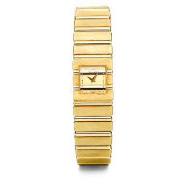 PIAGET - A LADY'S YELLOW GOLD RECTANGULAR BRACELET WATCH CIRCA 1985 POLO