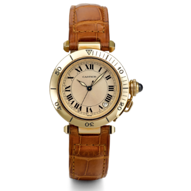 CARTIER - A YELLOW GOLD AUTOMATIC SWEEP SECONDS WRISTWATCH WITH DATE CIRCA 2000 PASHA DE CARTIER