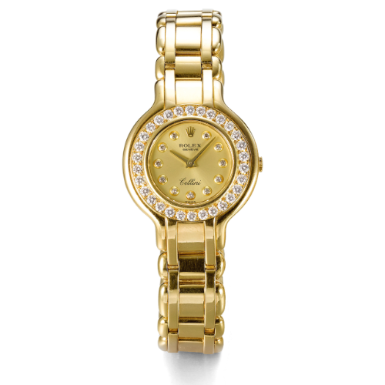 ROLEX - A LADY'S YELLOW GOLD AND DIAMOND-SET BRACELET WATCH CIRCA 1991 REF 5171 CELLINI