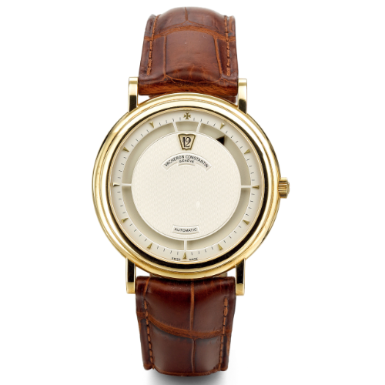 VACHERON CONSTANTIN - A YELLOW GOLD AUTOMATIC JUMP HOUR WRISTWATCH CIRCA 1998