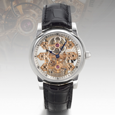 GIRARD-PERREGAUX - A FINE PLATINUM SKELETONIZED TRIPLE BRIDGE TOURBILLON WRISTWATCH CIRCA 2006 TOURBILLON SOUS TROIS PONTS D'OR NO 18