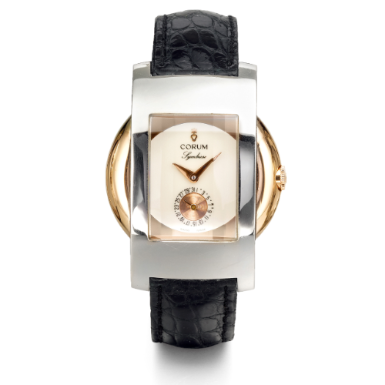 CORUM - A WHITE AND PINK GOLD WRISTWATCH WITH DATE CIRCA 1990 SYMBOISE