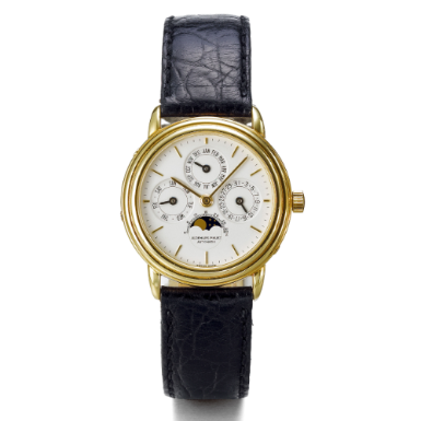 AUDEMARS PIGUET - A LADY'S YELLOW GOLD AUTOMATIC PERPETUAL CALENDAR WRISTWATCH WITH MOON-PHASES CIRCA 2002 QUANTIEME PERPETUEL AUTOMATIQUE