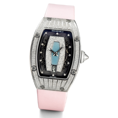 RICHARD MILLE - A LADY'S FINE WHITE GOLD AND DIAMOND-SET TONNEAU-FORM AUTOMATIC WRISTWATCH WITH DATE AND MOTHER-OF-PEARL DIAL CIRCA 2010 RM007