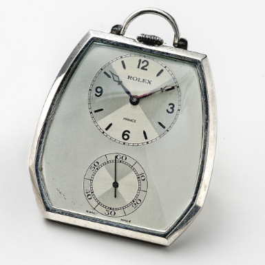 ROLEX - AN 18K WHITE GOLD HEXAGONAL KEYLESS LEVER WATCH CIRCA 1940 REF 1586 PRINCE