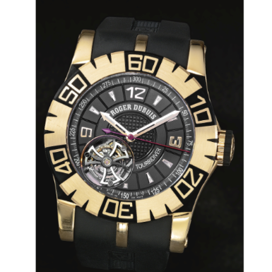 ROGER DUBUIS - AN OVERSIZED 18K PINK GOLD SWEEP SECONDS TOURBILLON WRISTWATCH CIRCA 2009 EASYDIVER TOURBIDIVER
