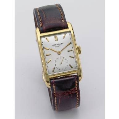 PATEK PHILIPPE - AN 18K YELLOW GOLD RECTANGULAR WRISTWATCH 1950 REF 2434 MVT 972729 CASE 660332