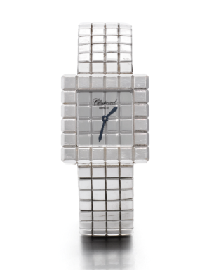 CHOPARD / DE GRISOGONO - AN 18K WHITE GOLD BRACELET WATCH CIRCA 2000 ICE CUBE