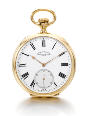 VACHERON CONSTANTIN - AN 18K YELLOW GOLD OPEN-FACED KEYLESS LEVER WATCH CIRCA 1915 CHRONOMETRE ROYAL MVT 356986 CASE 220074
