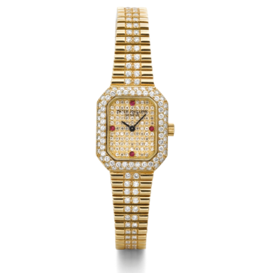 PATEK PHILIPPE - A LADY'S YELLOW GOLD AND DIAMOND-SET BRACELET WATCH 1978 REF 4612/4 MVT 1279144 CASE 2807750