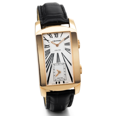 CHOPARD - A YELLOW GOLD RECTANGULAR AUTOMATIC AND QUARTZ DUAL TIME ZONE WRISTWATCH CIRCA 2005 DUAL TEC