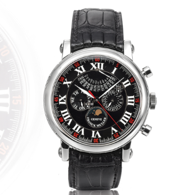 FRANCK MULLER - A FINE LIMITED EDITION WHITE GOLD PERPETUAL CALENDAR CHRONOGRAPH WRISTWATCH WITH 24-HOUR, LEAP YEAR INDICATION, EQUATION OF TIME, AND MOON-PHASES CIRCA 2000 REF 7008 CCQPEI NO 38/50