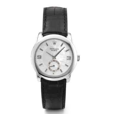 ROLEX - A PLATINUM WRISTWATCH WITH MOTHER-OF-PEARL DIAL CIRCA 2001 REF 5240 CELLINI