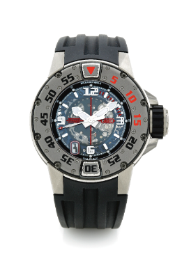 RICHARD MILLE - AN OVERSIZED TITANIUM SEMI-SKELETONIZED AUTOMATIC CENTER SECONDS WRISTWATCH WITH DATE CIRCA 2005 RM028