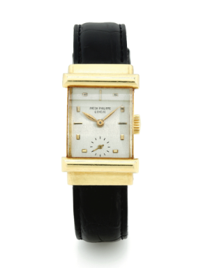 PATEK PHILIPPE - AN 18K YELLOW GOLD RECTANGULAR WRISTWATCH 1953 REF 2480 'TOP-HAT' MVT 975596 CASE 673892
