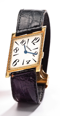 CARTIER/JAEGER-LECOULTRE - AN 18K YELLOW GOLD PARALLELOGRAM-FORM WATCH CIRCA 1965 TANK ASYMMETRIQUE