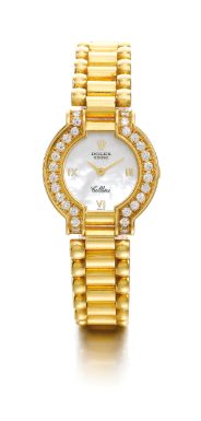 ROLEX - A LADY'S 18K GOLD AND DIAMOND-SET BRACELET WATCH CIRCA 1991 REF 2253 CELLINI
