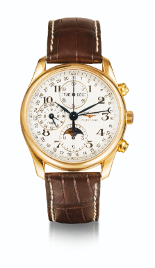 LONGINES - AN 18K PINK GOLD AUTOMATIC CHRONOGRAPH WRISTWATCH WITH DAY, DATE, MOON-PHASES AND 24-HOUR INDICATION CIRCA 2005 MASTER COLLECTION