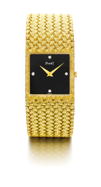 PIAGET - AN 18K YELLOW GOLD AND DIAMOND-SET SQUARE BRACELET WATCH CIRCA 1980 REF 358095