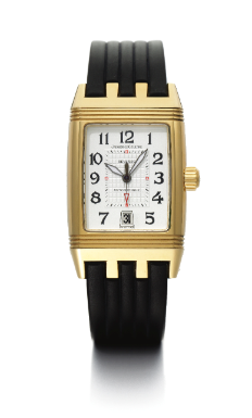 JAEGER-LECOULTRE - AN 18K YELLOW GOLD RECTANGULAR AUTOMATIC CENTRE SECOND WRISTWATCH WITH DATE CIRCA 2005 REVERSO GRAN'SPORT