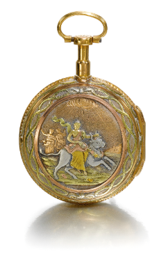 LENOIR, PARIS - A THREE-COLOUR GOLD OPEN-FACED VERGE WATCH CIRCA 1790