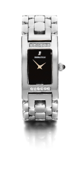 AUDEMARS PIGUET - A LADY'S STAINLESS STEEL CURVED RECTANGULAR BRACELET WATCH CIRCA 2005 PROMESSE
