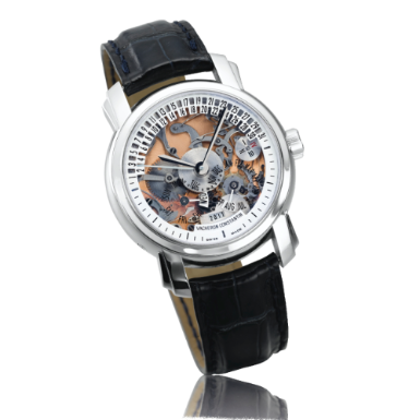 VACHERON CONSTANTIN - A FINE AND RARE PLATINUM SKELETONIZED AUTOMATIC PERPETUAL CALENDAR WRISTWATCH WITH RETROGRADE DATE CIRCA 2006 REF47032