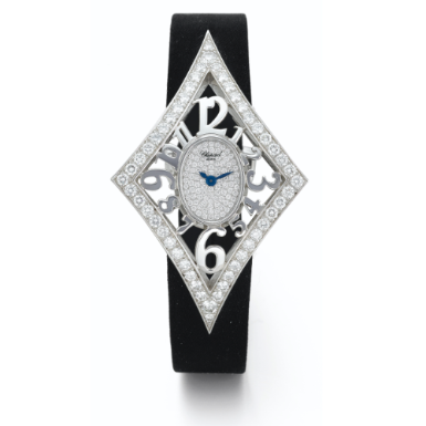 CHOPARD - A LADY'S WHITE GOLD AND DIAMOND-SET LOZENGE-FORM WRISTWATCH CIRCA 2000