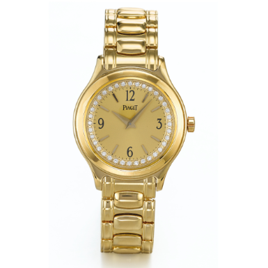 PIAGET - A LADY'S YELLOW GOLD AND DIAMOND-SET WRISTWATCH WITH BRACELET CIRCA 1980