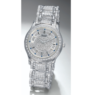 PIAGET - A FINE WHITE GOLD AND DIAMOND-SET AUTOMATIC WRISTWATCH WITH BRACELET CIRCA 1996 POLO