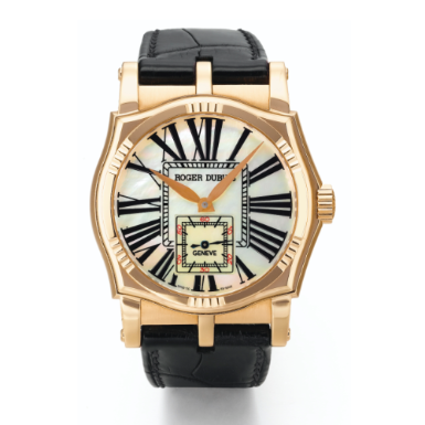 ROGER DUBUIS - A LIMITED EDTION PINK GOLD AUTOMATIC WRISTWATCH WITH MOTHER-OF-PEARL DIAL CIRCA 2000 SYMPATHIE 18/28