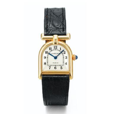 CARTIER - A YELLOW GOLD STIRRUP-FORM WRISTWATCH CIRCA 1985 CALANDRE
