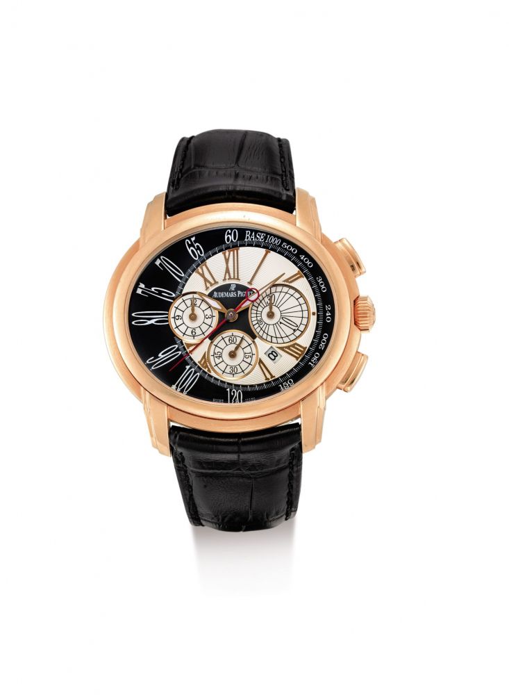 AUDEMARS PIGUET | MILLENARY, REFERENCE 26145OR.OO.D093CR.01, A PINK GOLD CHRONOGRAPH WRISTWATCH WITH DATE, CIRCA 2008 | 愛彼 | MILLENARY 型號26145OR.OO.D093CR.01 粉紅金計時腕錶，備日期顯示，錶殼編號H07814，約2008年製
