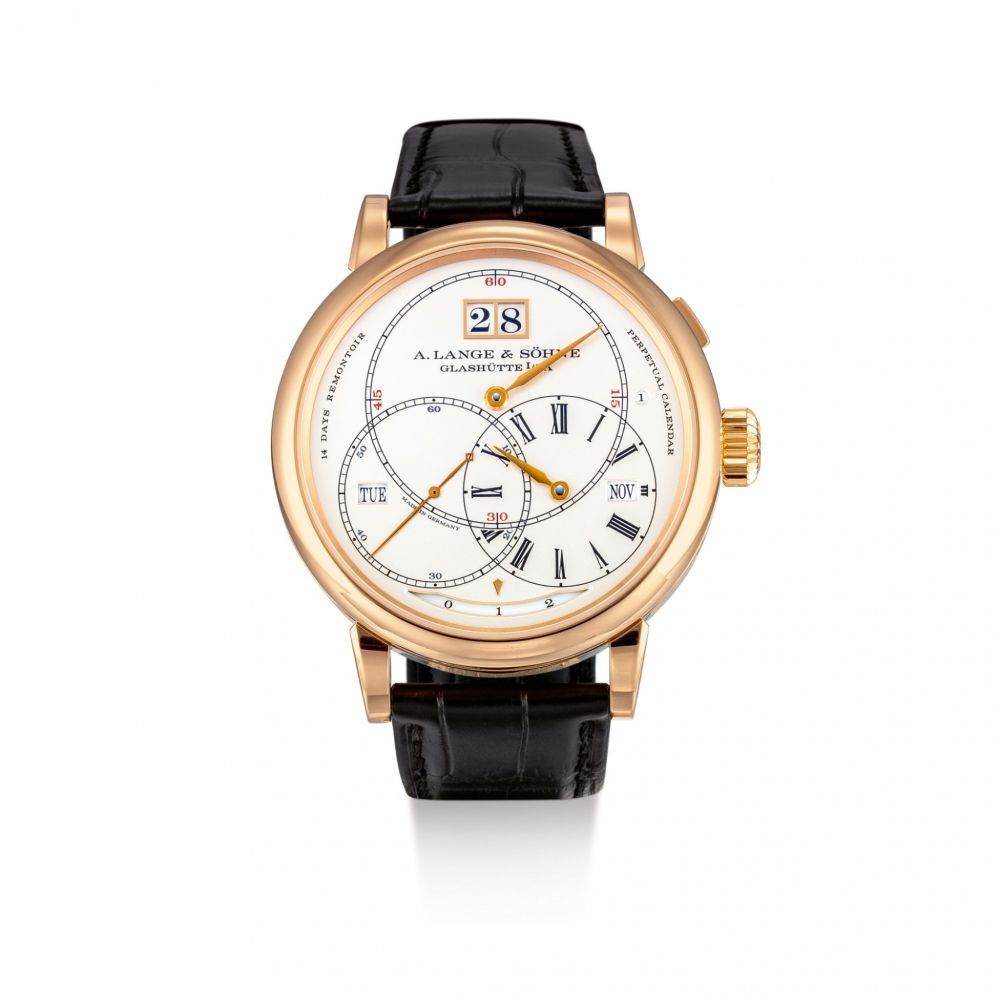 A. LANGE & SÖHNE | RICHARD LANGE PERPETUAL CALENDAR TERRALUNA, REFERENCE 180.032, A PINK GOLD PERPETUAL CALENDAR WRISTWATCH WITH POWER RESERVE, LEAP YEAR INDICATION AND TERRALUNA MOON PHASES, CIRCA 2014 | 朗格 | Richard Lange Perpetual Calendar Terraluna 型號