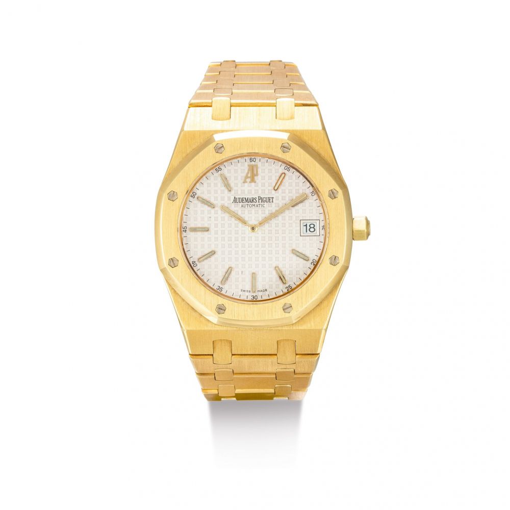 AUDEMARS PIGUET | ROYAL OAK, REFERENCE 15202BA, A YELLOW GOLD BRACELET WATCH WITH DATE, CIRCA 2000 | 愛彼 | Royal Oak 型號15202BA 黃金鏈帶腕錶，備日期顯示，機芯編號415023,錶殼編號E-41585及14,約2000年製