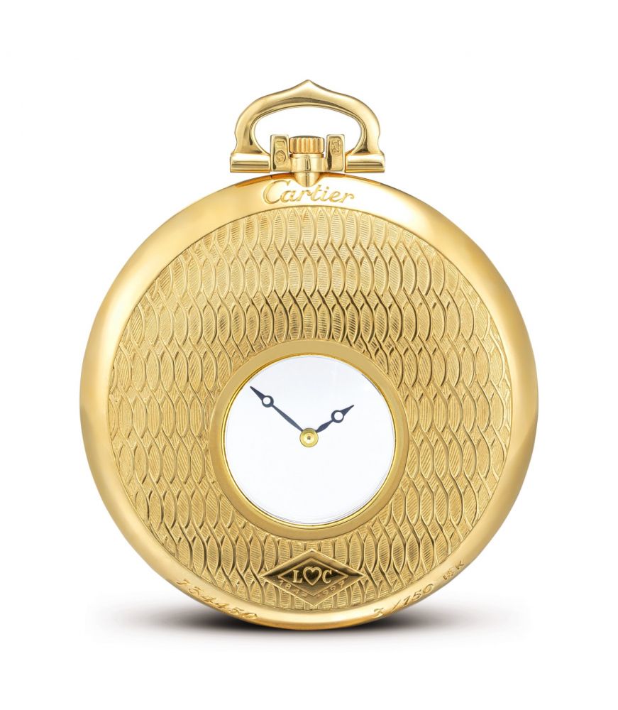 CARTIER | REFERENCE HPC000011, A LIMITED EDITION YELLOW GOLD MYSTERY OPEN FACE WATCH, CIRCA 1997 | 卡地亞 | 型號 HPC000011 限量版黃金神秘懷錶，錶殼編號734450及3/150，約1997年製